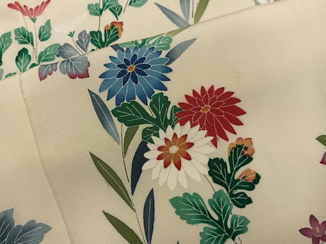 平和屋着物●本加賀友禅作家 鶴見保次 訪問着 草花文 正絹 逸品 BAAW3501mz