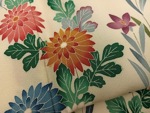 平和屋着物●本加賀友禅作家 鶴見保次 訪問着 草花文 正絹 逸品 BAAW3501mz