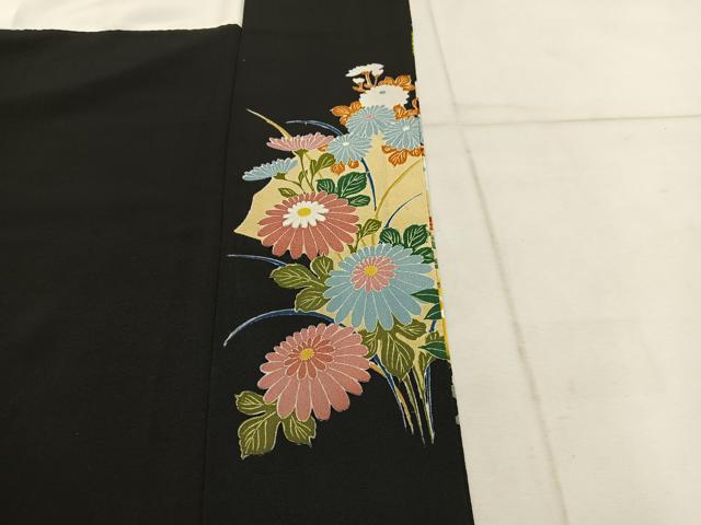 平和屋着物●豪華黒留袖 友禅 作家物 尾長鳥花文 正絹 逸品 BAAW3511mz