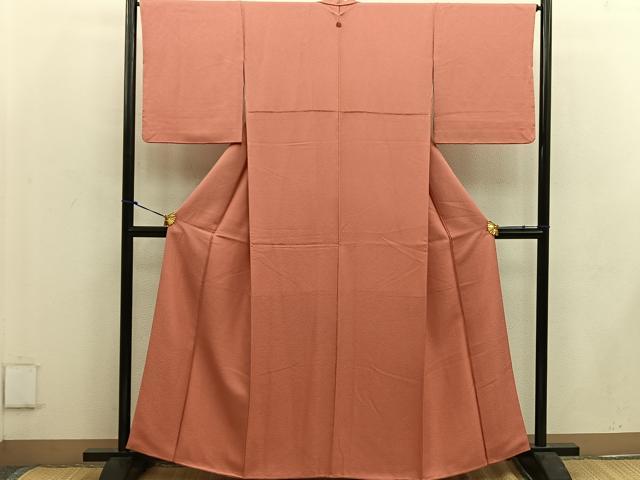 平和屋着物●上質な色無地 甚三紅色 正絹 逸品 BAAW3513mz