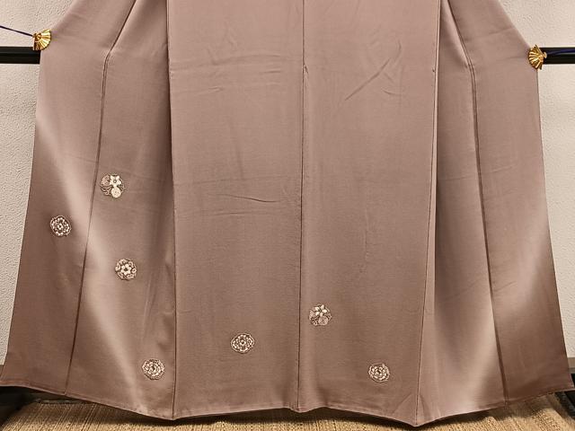 平和屋着物●訪問着 紬地 総刺繍 草花文 暈し染め 金糸 正絹 逸品 BAAW3518mz