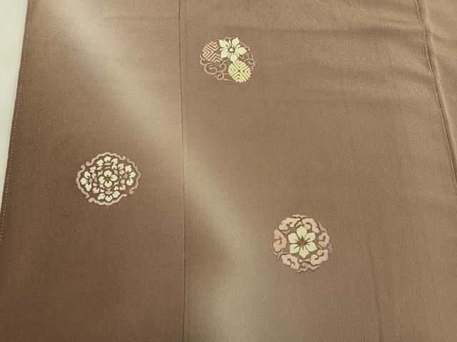 平和屋着物●訪問着 紬地 総刺繍 草花文 暈し染め 金糸 正絹 逸品 BAAW3518mz