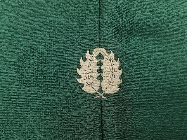 平和屋着物●上質な色無地 菊地紋 木賊色 正絹 逸品 BAAW3521mz