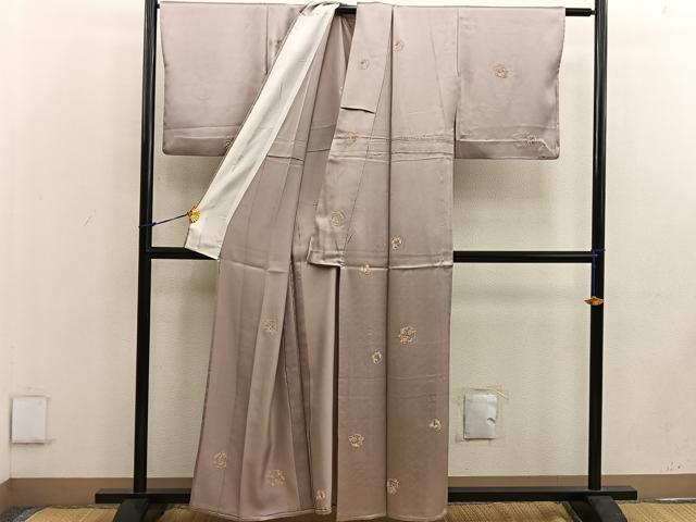 平和屋着物▽上質な小紋 単衣 中国三大刺繍 総刺繍 相良刺繍 花蝶文 正絹 逸品 BAAW3532mz