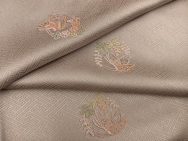 平和屋着物▽上質な小紋 単衣 中国三大刺繍 総刺繍 相良刺繍 花蝶文 正絹 逸品 BAAW3532mz