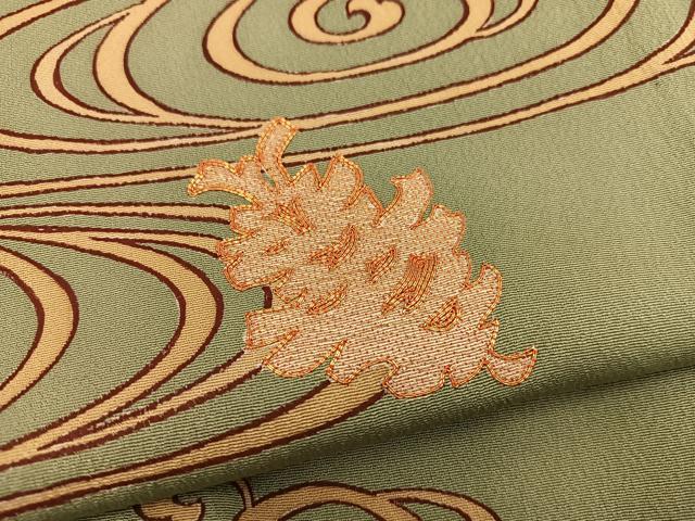平和屋着物▽豪華色留袖 単衣 駒刺繍 松ぼっくり 正絹 逸品 BAAW3533mz