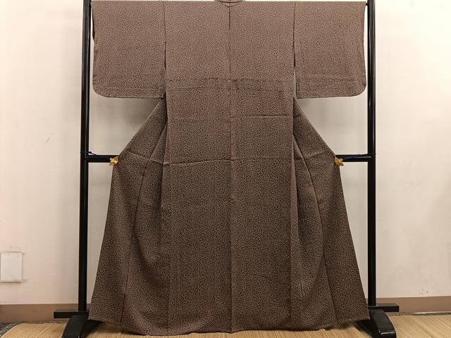 平和屋着物▽江戸小紋 単衣 草花文 正絹 逸品 BAAW3544mz