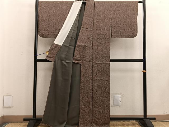 平和屋着物▽江戸小紋 単衣 草花文 正絹 逸品 BAAW3544mz