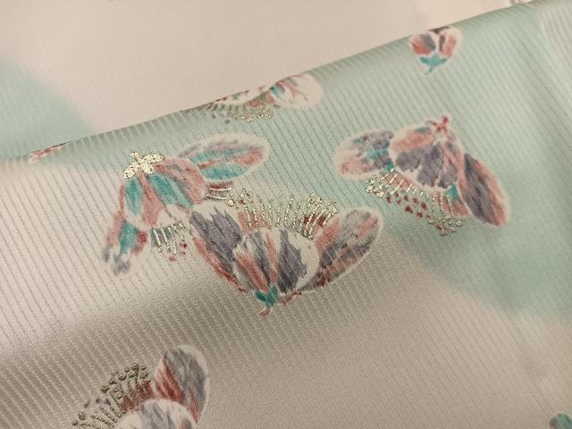 平和屋着物▽上質な小紋 単衣 草花文 金彩 正絹 逸品 BAAW3546mz