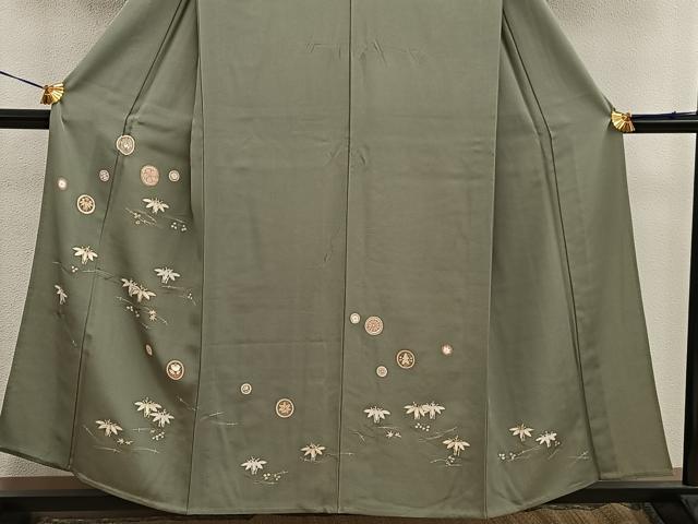 平和屋着物▽訪問着 単衣 梅花文 金彩 正絹 逸品 BAAW3551mz