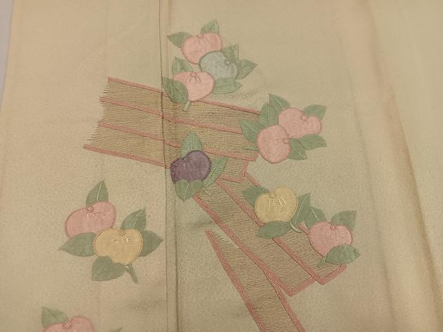 平和屋着物▽訪問着 単衣 総刺繍 駒刺繍 橘 金糸 正絹 逸品 BAAW3553mz