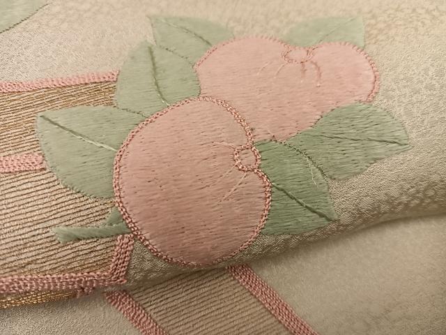 平和屋着物▽訪問着 単衣 総刺繍 駒刺繍 橘 金糸 正絹 逸品 BAAW3553mz