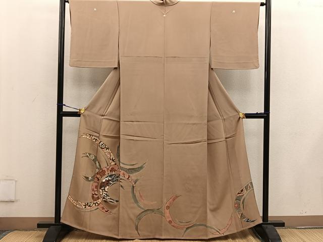 平和屋着物▽豪華色留袖 単衣 駒刺繍 横笛花文 金彩 正絹 逸品 BAAW3556mz