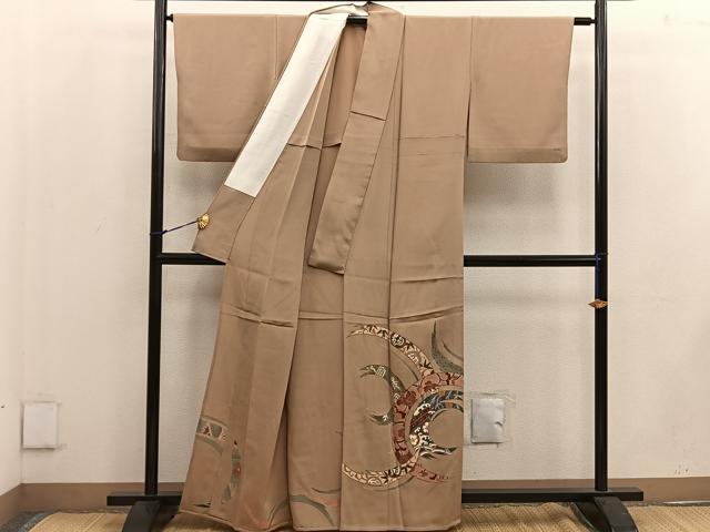 平和屋着物▽豪華色留袖 単衣 駒刺繍 横笛花文 金彩 正絹 逸品 BAAW3556mz