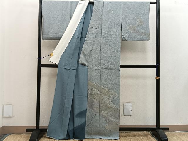 平和屋着物▽訪問着 単衣 流水文 たたき染め 正絹 逸品 BAAW3557mz