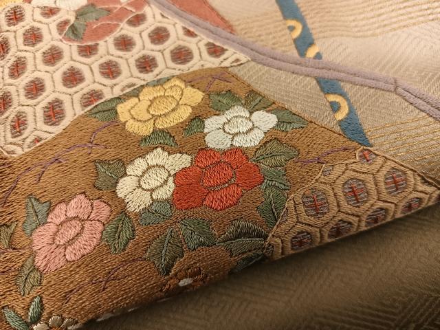 平和屋着物▽訪問着 単衣 刺繍 誰が袖花文 暈し染め 金彩 正絹 逸品 BAAW3564mz