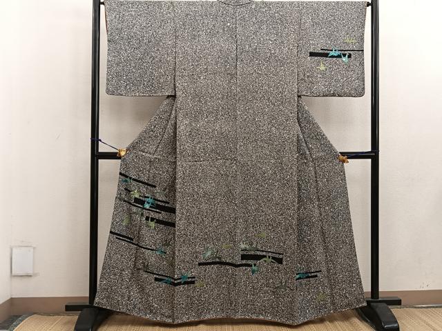平和屋着物●訪問着 折り鶴 たたき染め 黒地 正絹 逸品 BAAW3607mz