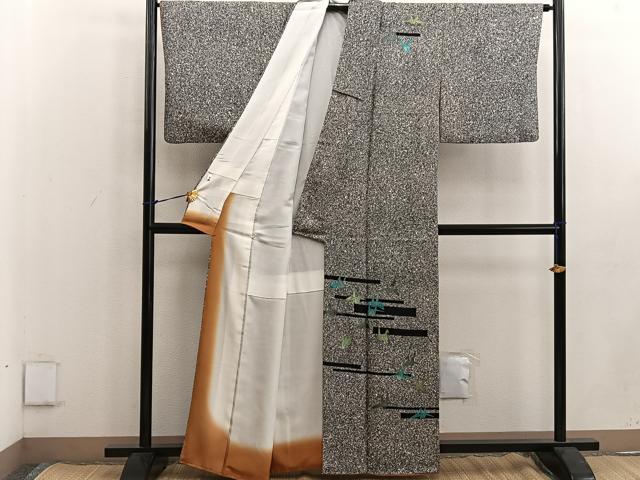 平和屋着物●訪問着 折り鶴 たたき染め 黒地 正絹 逸品 BAAW3607mz