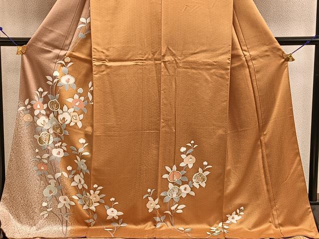 平和屋着物●訪問着 駒刺繍 枝椿 金銀彩 正絹 逸品 BAAW3615mz