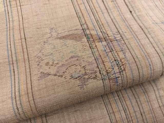 平和屋着物●小千谷紬 糸巻き花文 正絹 逸品 BAAW3617mz