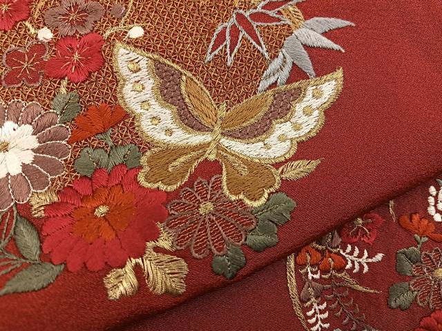 平和屋着物●豪華振袖 総刺繍 スワトウ刺繍 花蝶文 金銀糸 正絹 逸品 BAAW3634mz
