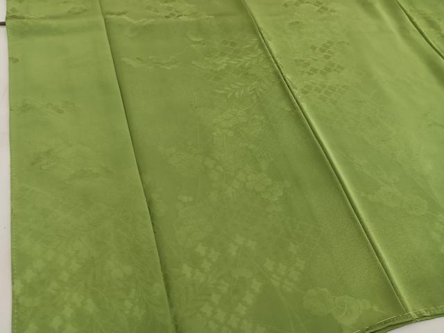 平和屋着物●上質な色無地 草花文 苗色 正絹 逸品 未使用 BAAW3635mz