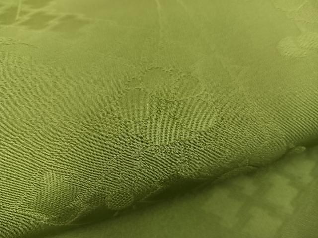 平和屋着物●上質な色無地 草花文 苗色 正絹 逸品 未使用 BAAW3635mz