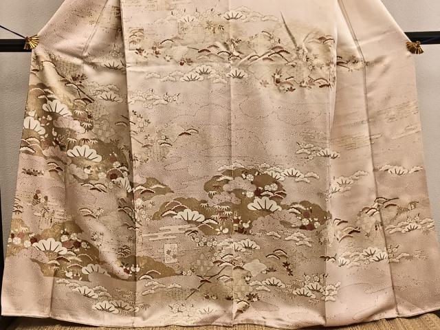 平和屋着物●銀座きしや 訪問着 駒刺繍 松竹梅 金彩 正絹 逸品 BAAW3643mz