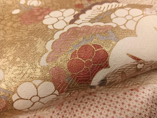 平和屋着物●銀座きしや 訪問着 駒刺繍 松竹梅 金彩 正絹 逸品 BAAW3643mz