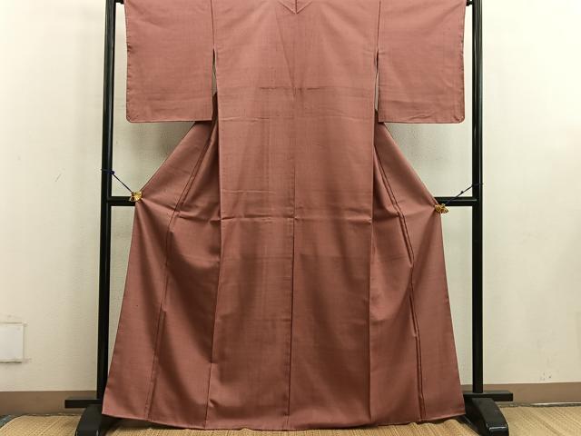 平和屋着物●結城紬 色無地 纁色 正絹 逸品 未使用 BAAW3649mz