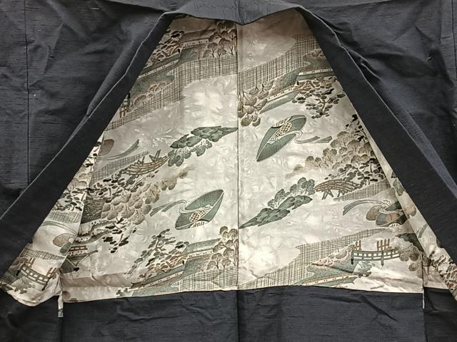 平和屋着物●男性 紬 アンサンブル 蝋色 正絹 逸品 BAAW3658mz