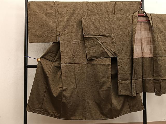 平和屋着物●男性 紬 アンサンブル 霞文 正絹 逸品 未使用 BAAW3660mz