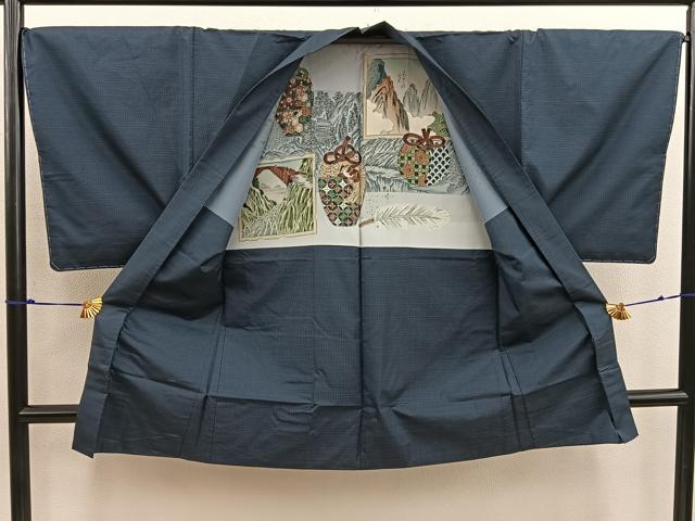 平和屋着物●男性 本場大島紬 アンサンブル 絣文様 証紙付き 正絹 逸品 未使用 BAAW3663mz