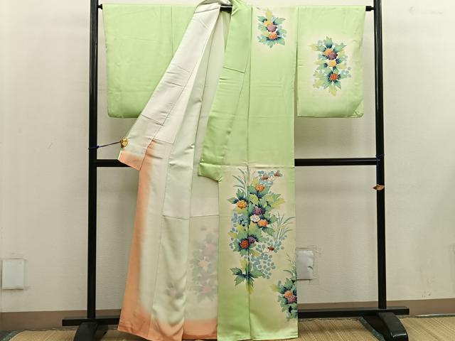 平和屋着物■訪問着 草花文 暈し染め 金彩 正絹 逸品 BAAW3679mz