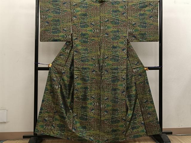 平和屋着物■上質な紬 幾何学文様 正絹 逸品 BAAW3701mz
