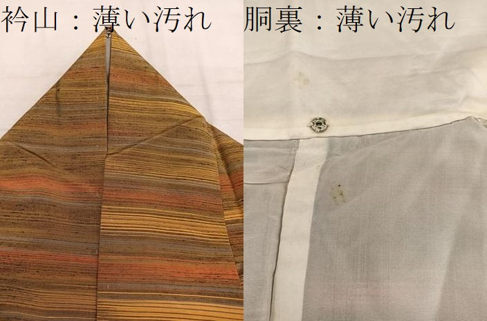 平和屋着物■上質な紬 横段文 正絹 逸品 BAAW3727mz