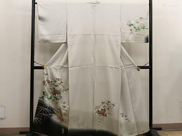 平和屋着物■訪問 飛鶴花文 暈し染め 金彩 正絹 逸品 BAAW3744mz
