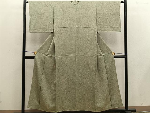 平和屋着物■上質な小紋 正絹 草葉文 たたき染め 逸品 BAAW3755mz