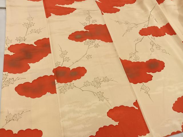 平和屋着物■上質な小紋 雲重ね枝花文 金彩 正絹 逸品 BAAW3781mz