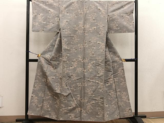 平和屋着物■上質な紬 草花文 正絹 逸品 BAAW3787mz