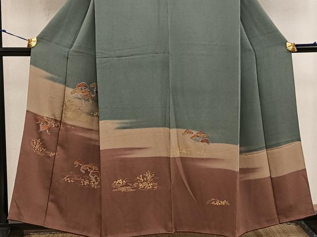 平和屋着物■訪問着 刺繍 松 金彩 正絹 逸品 BAAW3791mz
