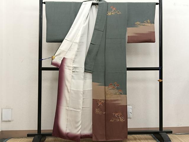平和屋着物■訪問着 刺繍 松 金彩 正絹 逸品 BAAW3791mz
