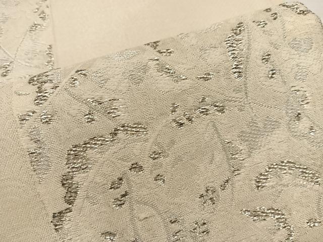平和屋着物*夏物 六通柄袋帯 唐織 草葉文 銀糸 正絹 逸品 BAAW3815mz
