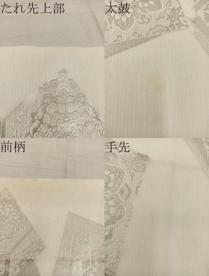 平和屋着物*夏物 六通柄袋帯 色紙重ね花文 銀糸 BAAW3816mz