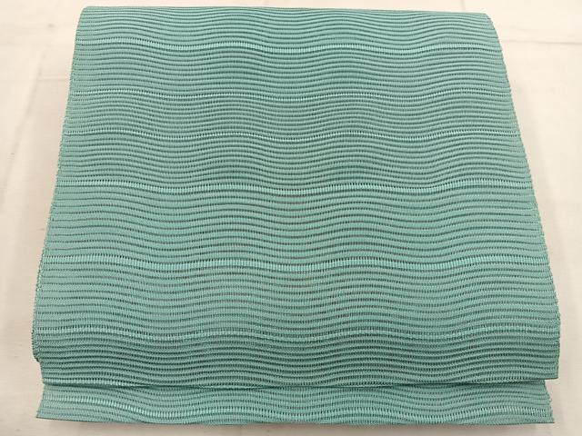 平和屋着物*夏物 八寸名古屋帯 絽綴れ 横段文 青竹色 正絹 逸品 BAAW3819mz