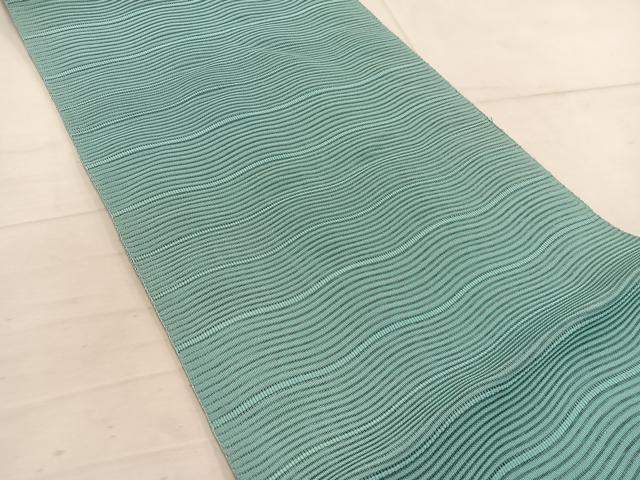 平和屋着物*夏物 八寸名古屋帯 絽綴れ 横段文 青竹色 正絹 逸品 BAAW3819mz