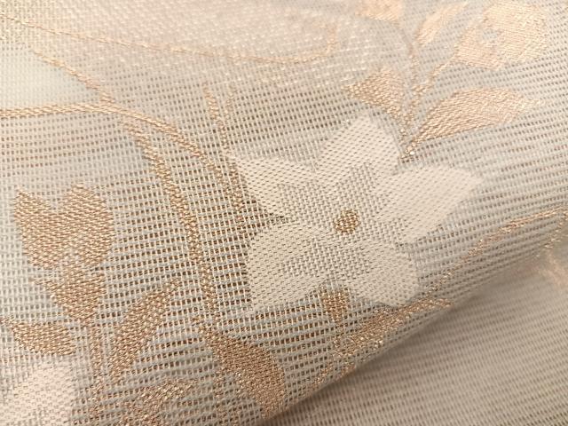 平和屋着物*夏物 六通柄袋帯 色紙花文 金糸 正絹 逸品 BAAW3823mz