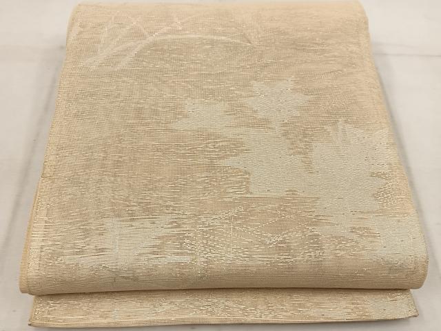 平和屋着物*夏物 六通柄袋帯 楓文 銀糸 正絹 逸品 BAAW3825mz