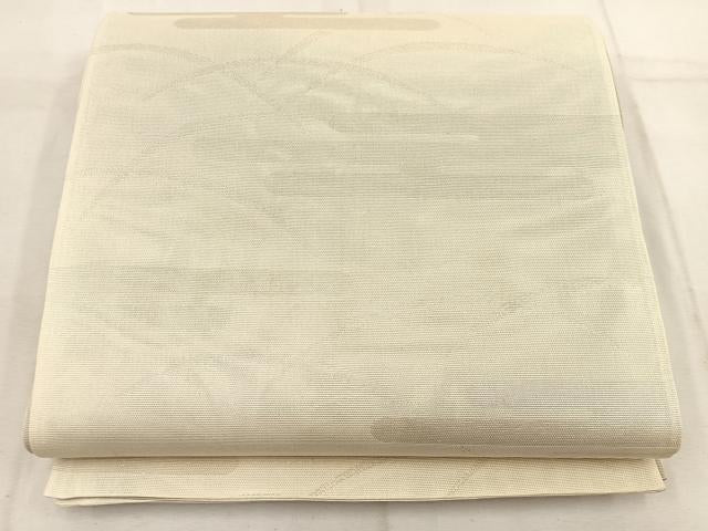 平和屋着物*夏物 両面 六通柄袋帯 草花文 銀糸 正絹 逸品 BAAW3829mz