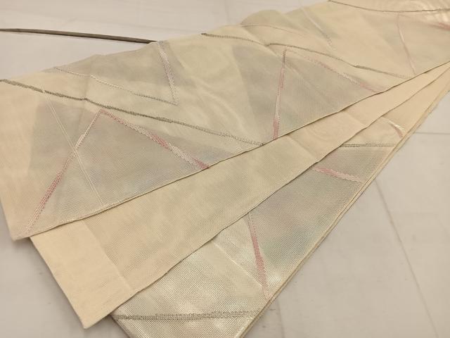 平和屋着物*夏物 六通柄 本袋帯 幾何学文様 銀糸 正絹 逸品 BAAW3831mz